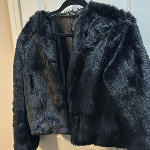 SHEIN Black Faux Fur Jacket